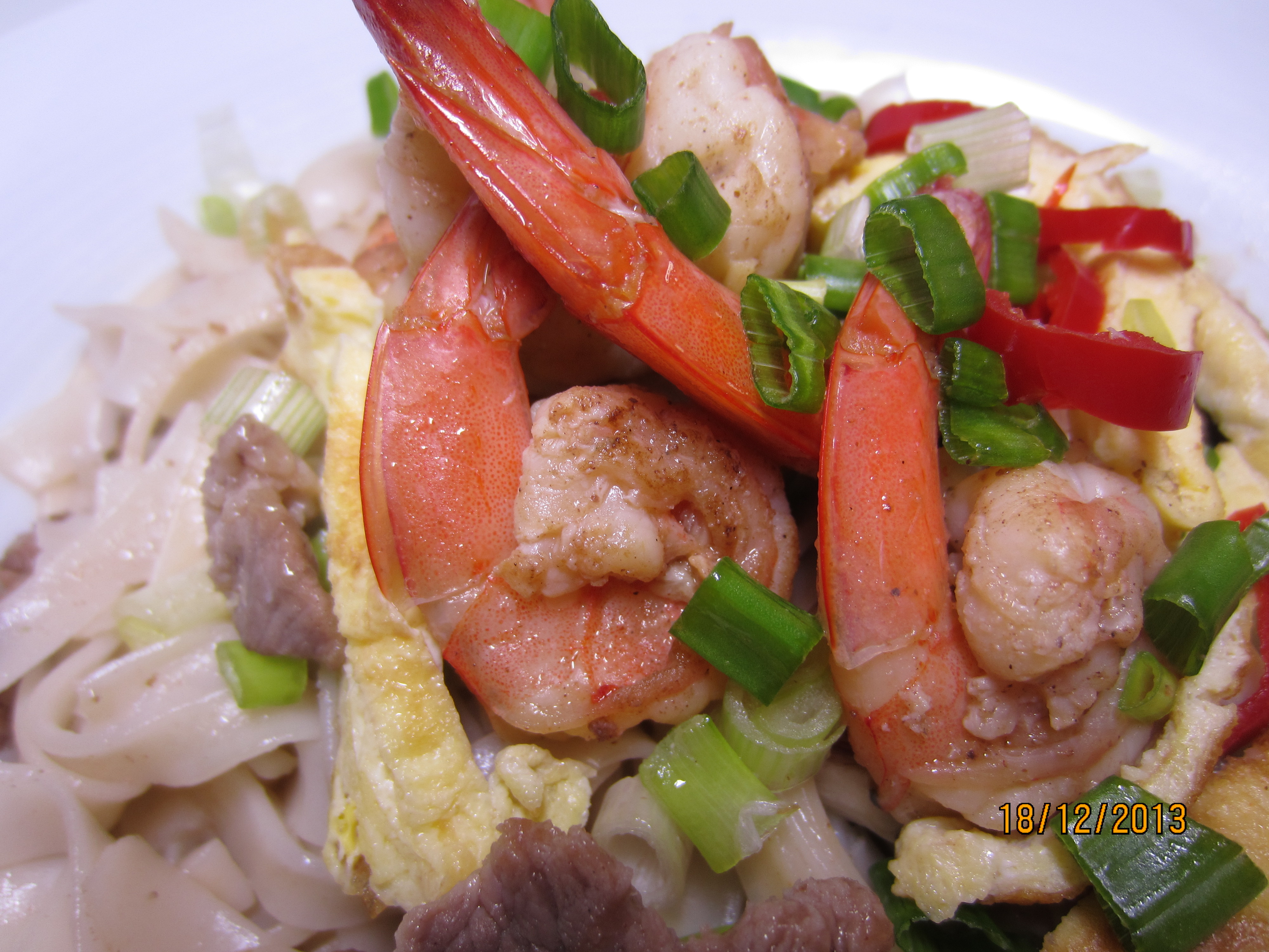 Stir-fry White Noodles with Prawns